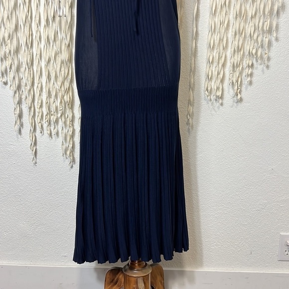 Agnona Navy Blue Silk Cotton Knit Dress 44 - Picture 4 of 11
